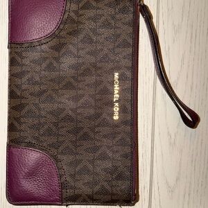 Michael Kors Purple and Brown Wristlet
